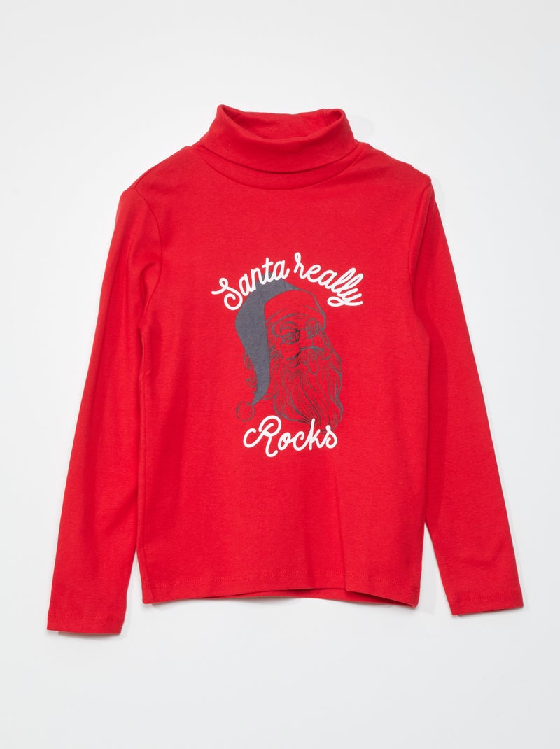 Camiseta de cuello vuelto estampada ROJO - Kiabi