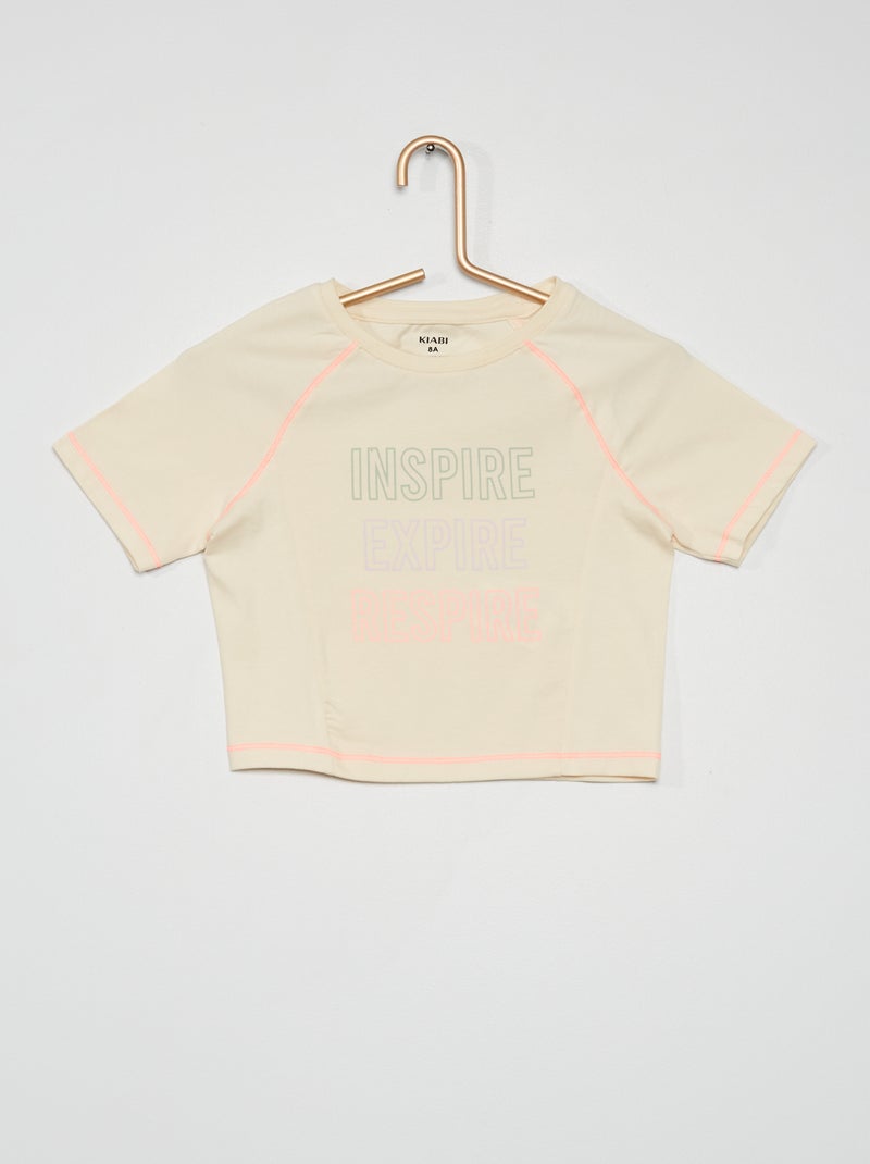 Camiseta de deporte con cuello redondo BLANCO - Kiabi
