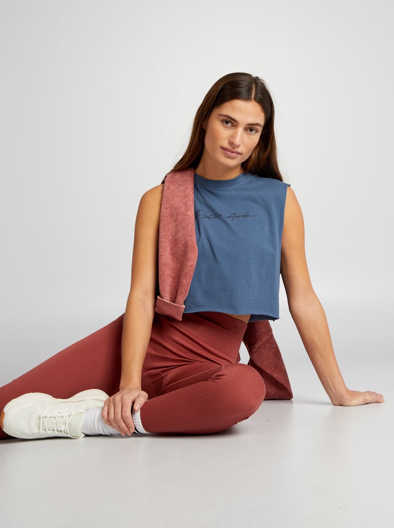 Camiseta de deporte cropped sin mangas AZUL - Kiabi