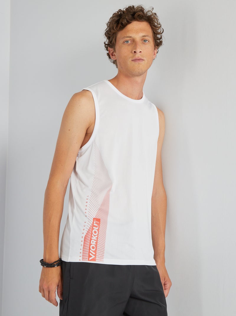Camiseta de deporte de tirantes BLANCO - Kiabi