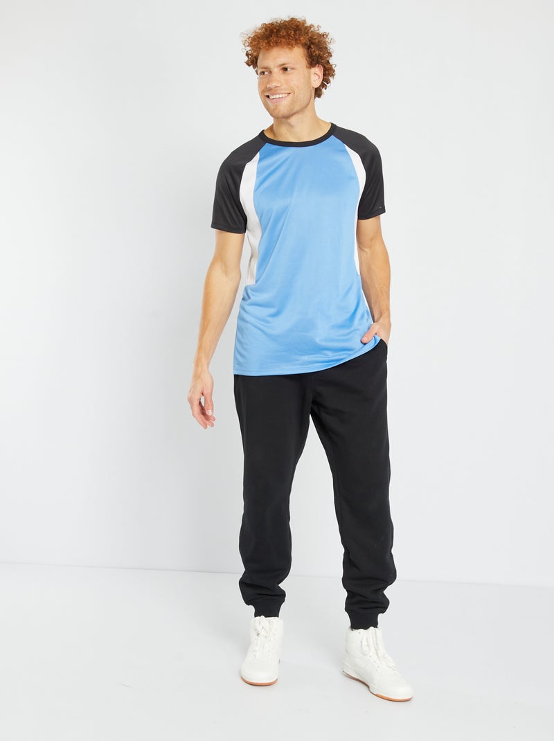 Camiseta de deporte en dos materiales AZUL - Kiabi