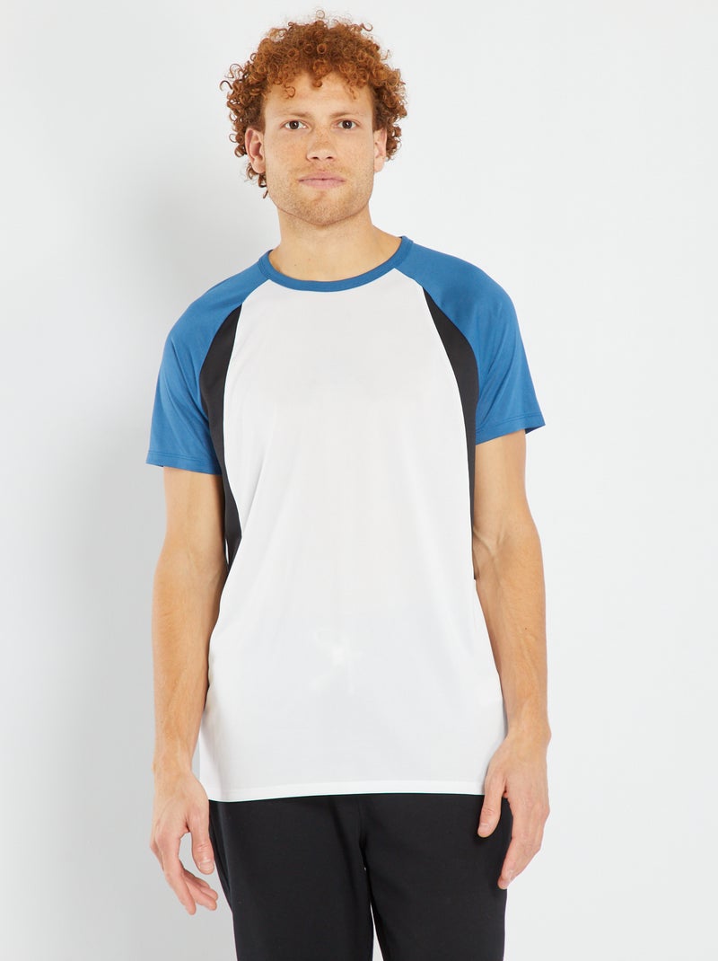 Camiseta de deporte en dos materiales Blanco - Kiabi
