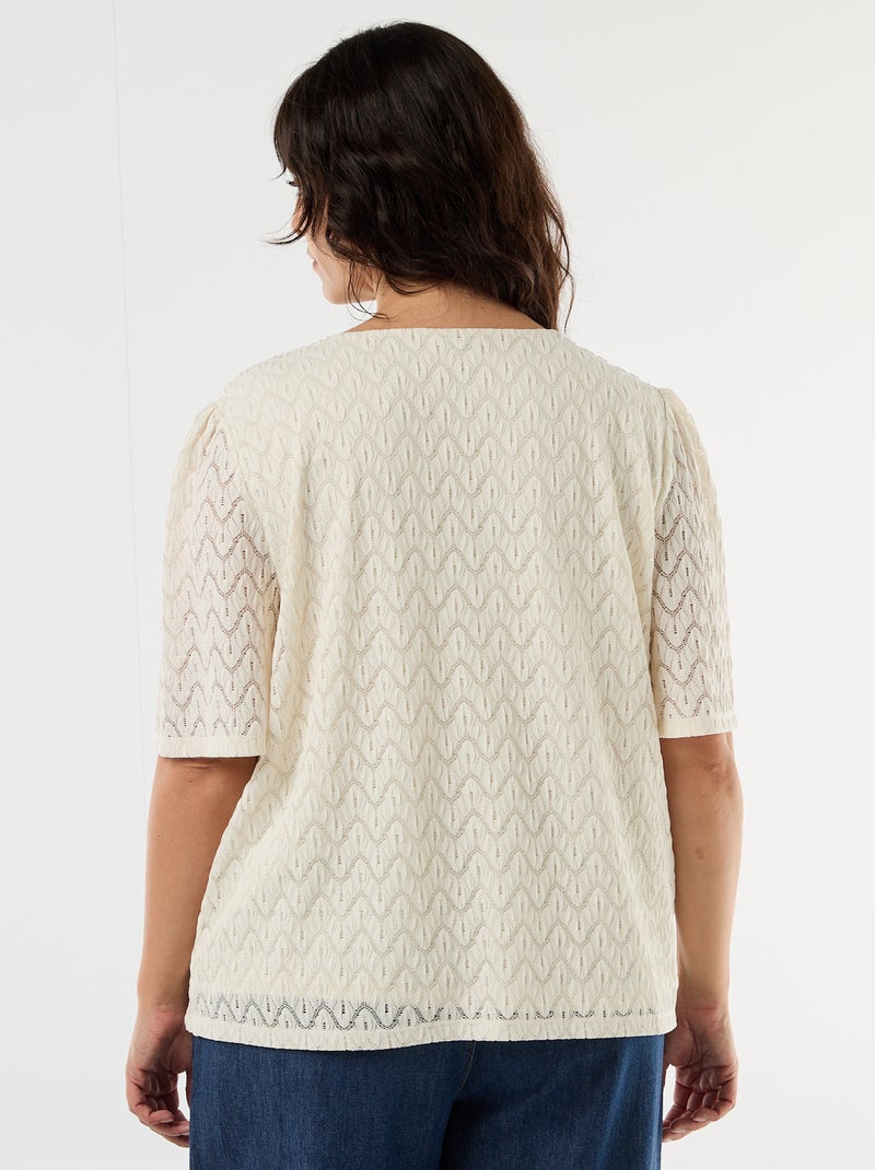 Camiseta de encaje calado Beige - Kiabi