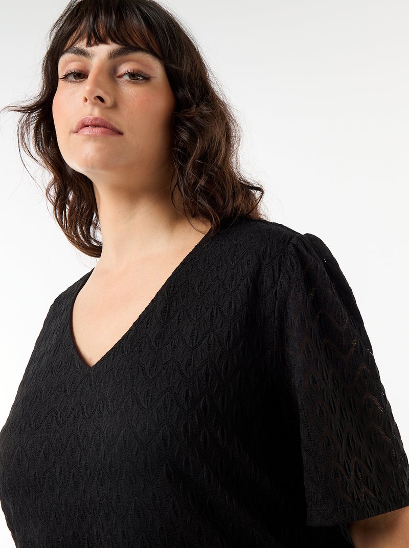 Camiseta de encaje calado Negro - Kiabi
