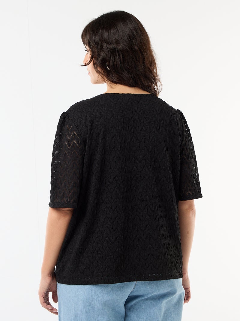 Camiseta de encaje calado Negro - Kiabi