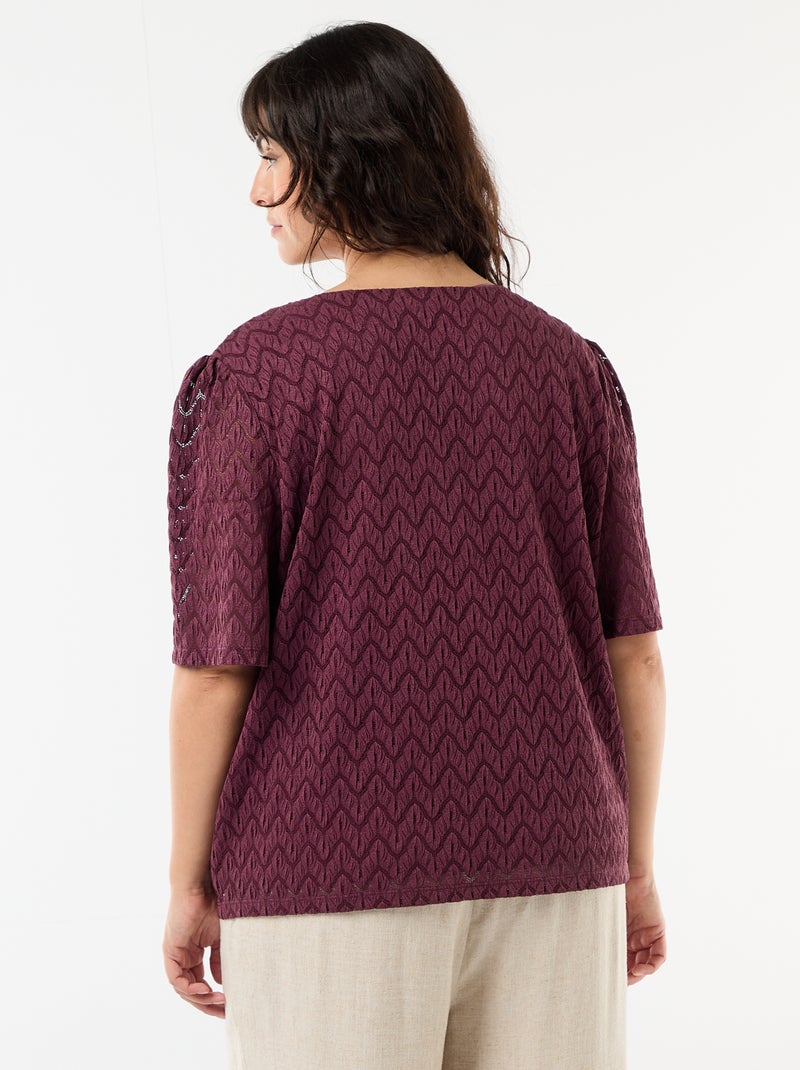 Camiseta de encaje calado Rosa - Kiabi