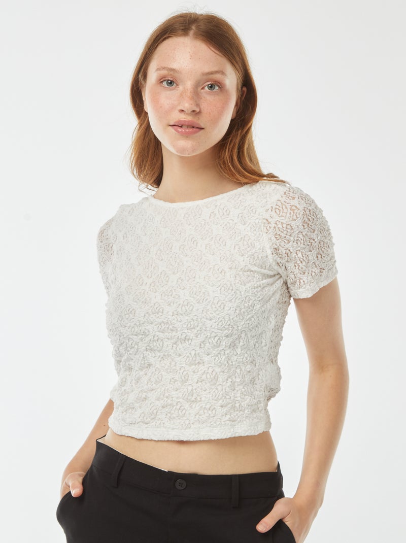 Camiseta de encaje con espalda abierta Blanco - Kiabi