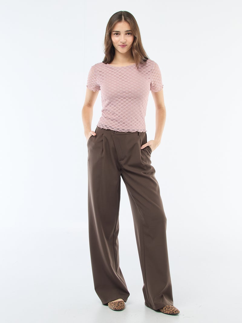Camiseta de encaje con espalda descubierta Rosa - Kiabi