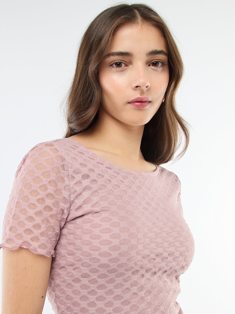 Camiseta de encaje con espalda descubierta Rosa - Kiabi