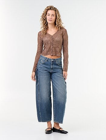 Camiseta de encaje efecto blusa