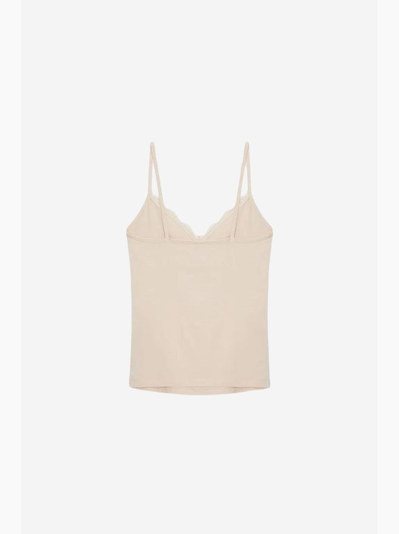 Camiseta de encaje escote en pico dilvin Beige natural - Kiabi