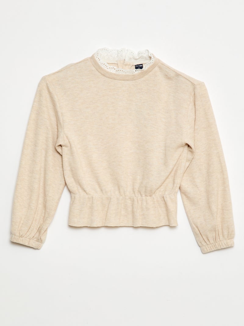 Camiseta de encaje lisa Beige - Kiabi