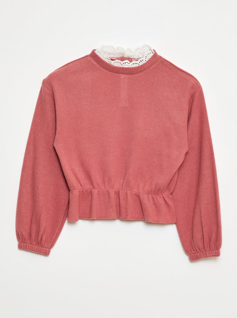 Camiseta de encaje lisa Rosa - Kiabi
