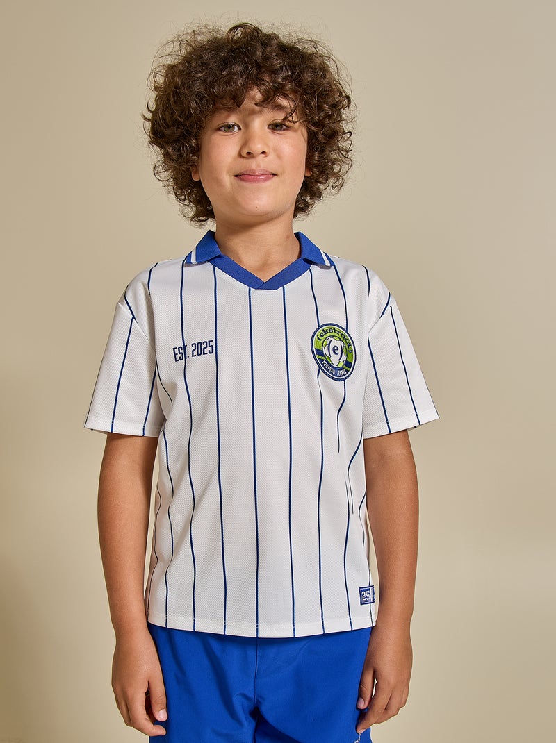 Camiseta de fútbol rayada de manga corta Blanco - Kiabi