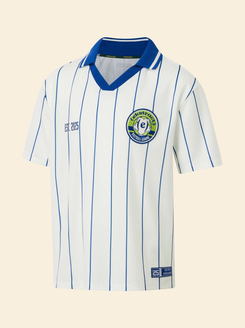 Camiseta de fútbol rayada de manga corta Blanco - Kiabi