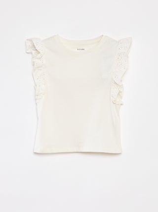 Camiseta de gasa de algodón con bordado inglés