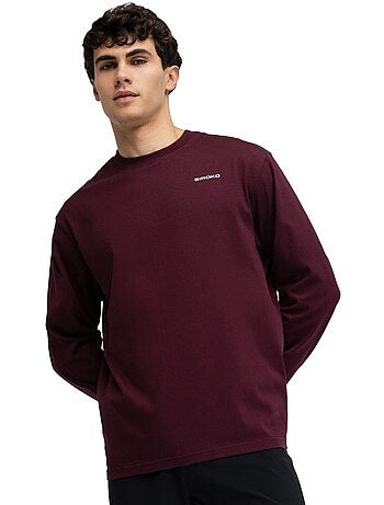 Camiseta de gravel manga larga algodón hombre ciclismo hombre rutted burgundy