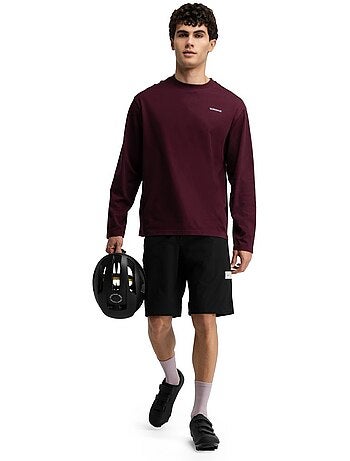 Camiseta de gravel manga larga algodón hombre ciclismo hombre rutted burgundy