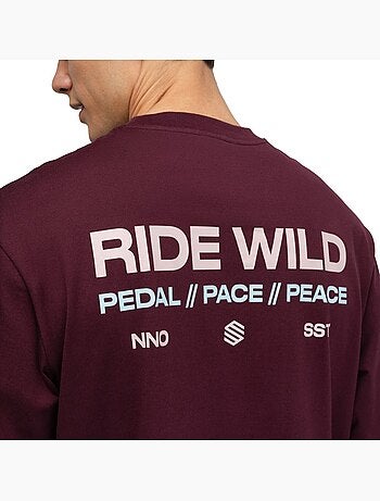 Camiseta de gravel manga larga algodón hombre ciclismo hombre rutted burgundy