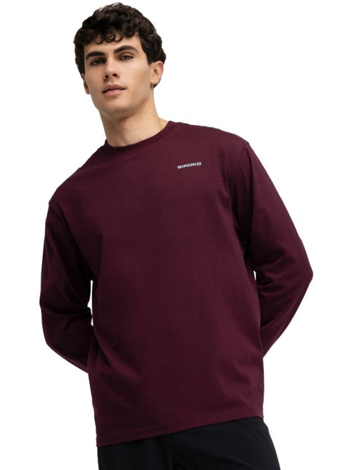 Camiseta de gravel manga larga algodón hombre ciclismo hombre rutted burgundy - Kiabi Camiseta de gravel manga larga algodón hombre ciclismo hombre rutted burgundy - Kiabi