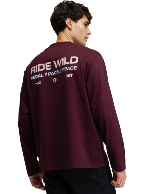 Camiseta de gravel manga larga algodón hombre ciclismo hombre rutted burgundy - Kiabi Camiseta de gravel manga larga algodón hombre ciclismo hombre rutted burgundy - Kiabi