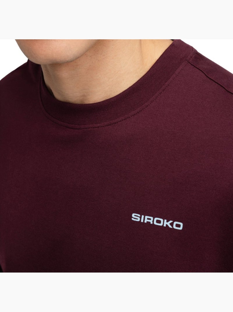 Camiseta de gravel manga larga algodón hombre ciclismo hombre rutted burgundy Rojo - Kiabi
