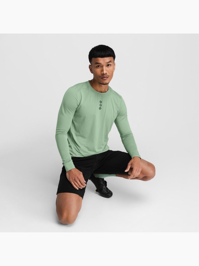 Camiseta de gravel manga larga hombre ciclismo hombre spruce Verde - Kiabi