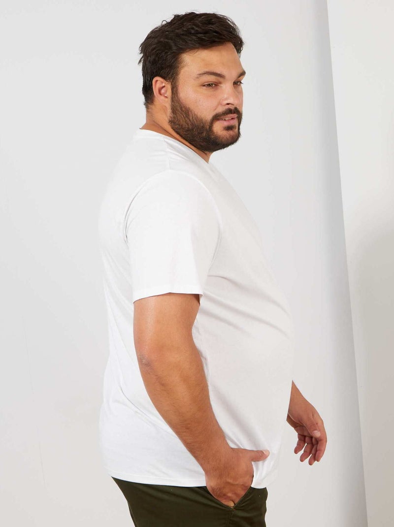 Camiseta de hombre de algodón con cuello redondo blanco - Kiabi