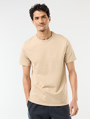 Camiseta de hombre de algodón con cuello redondo lisa