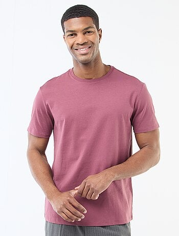 Camiseta de hombre de algodón con cuello redondo lisa
