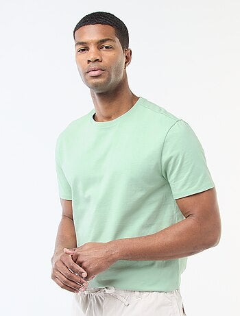 Camiseta de hombre de algodón con cuello redondo lisa