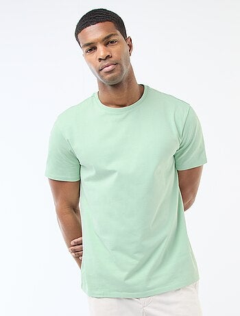 Camiseta de hombre de algodón con cuello redondo lisa