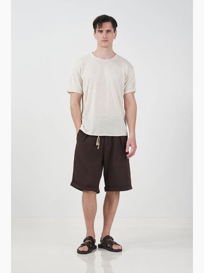 Camiseta de hombre de algodón y lino giesto Beige natural - Kiabi