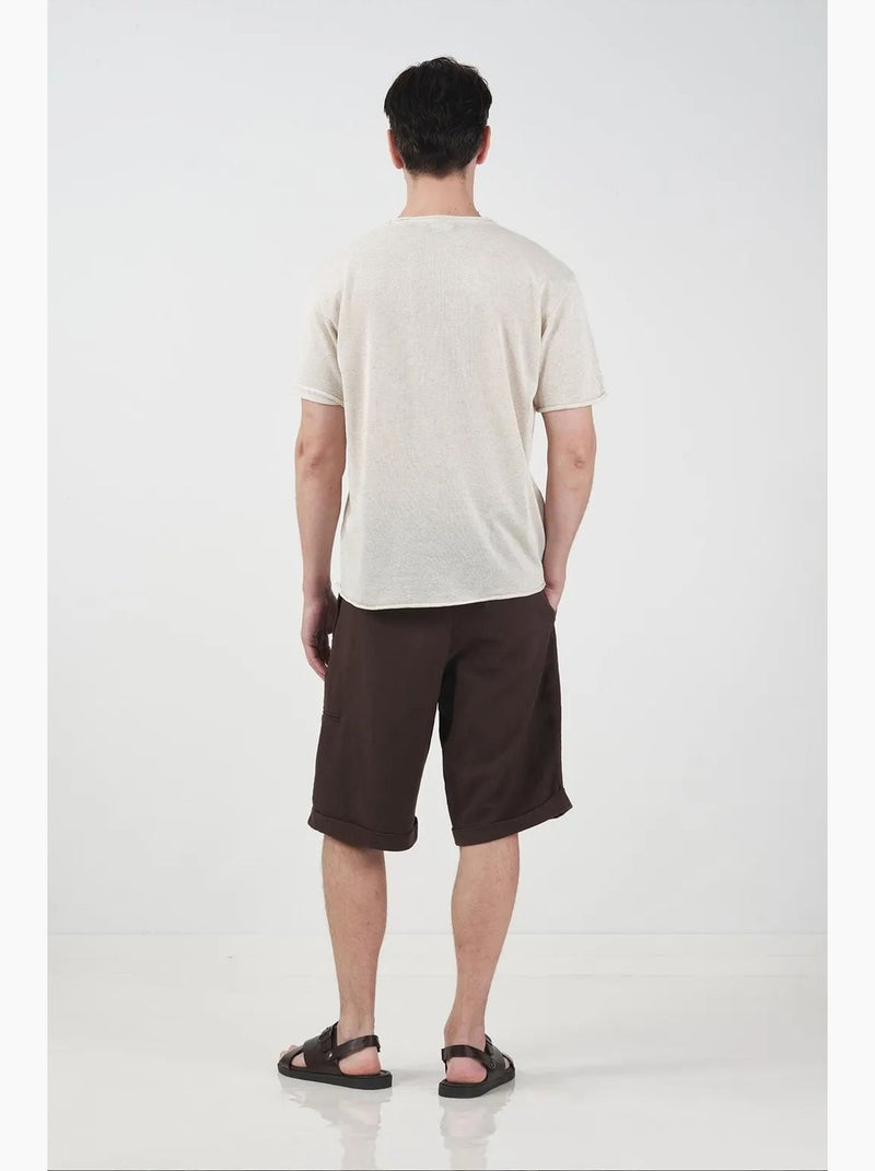 Camiseta de hombre de algodón y lino giesto Beige natural - Kiabi