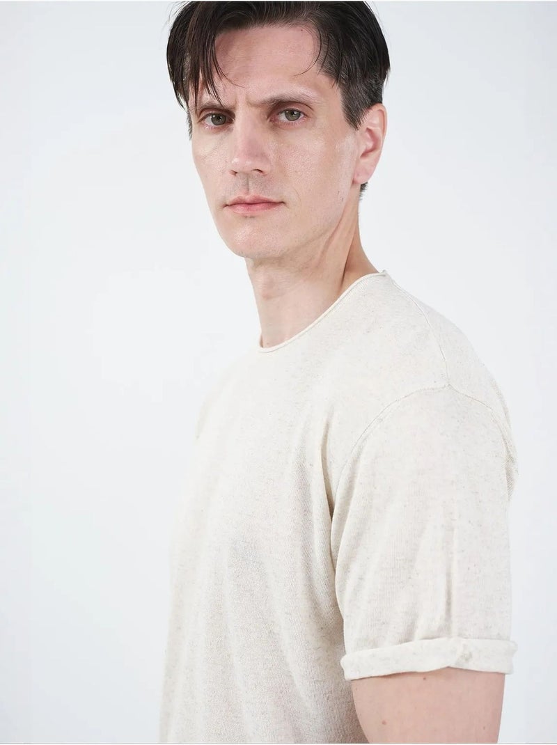 Camiseta de hombre de algodón y lino giesto Beige natural - Kiabi