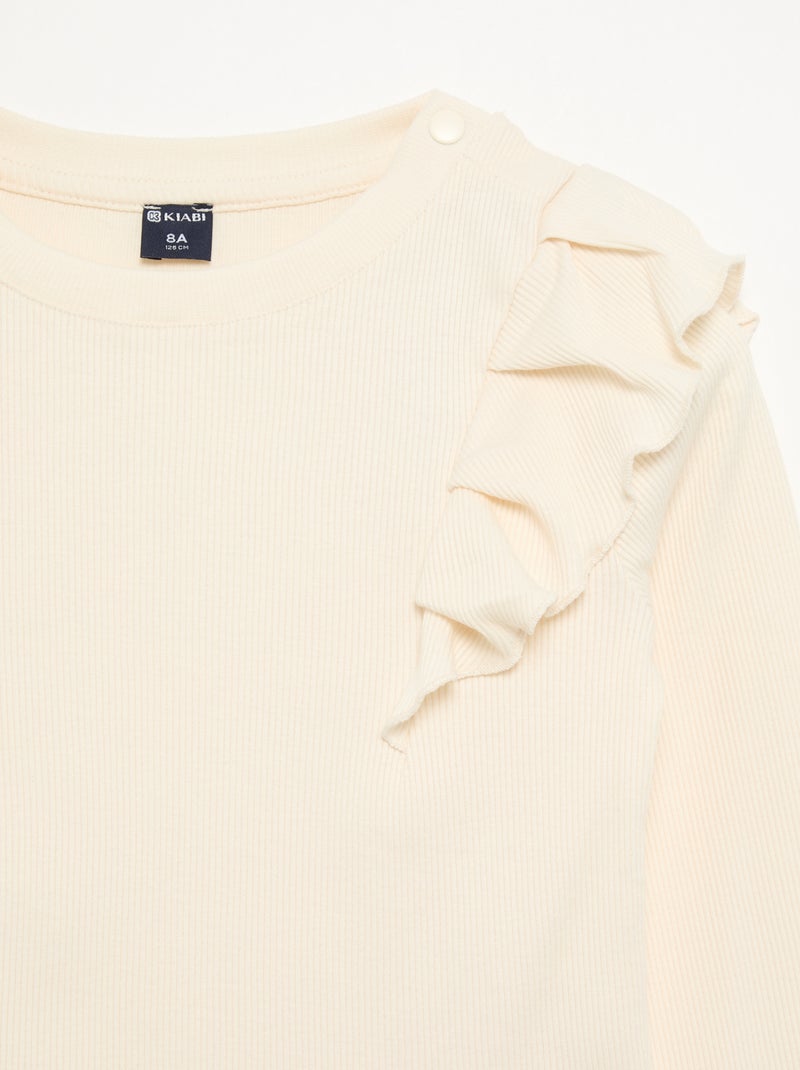 Camiseta de hombros con volantes - colección fácil de poner Blanco - Kiabi