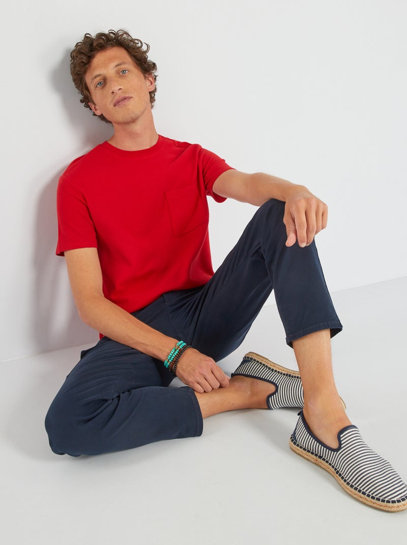 Camiseta de jacquard lisa a rayas ROJO - Kiabi