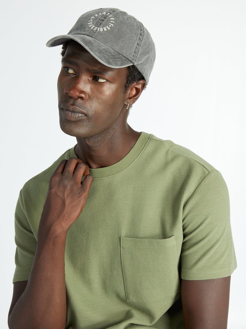 Camiseta de jacquard lisa a rayas VERDE - Kiabi