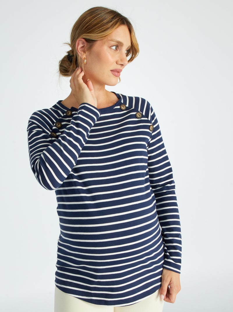 Camiseta de lactancia a rayas AZUL - Kiabi