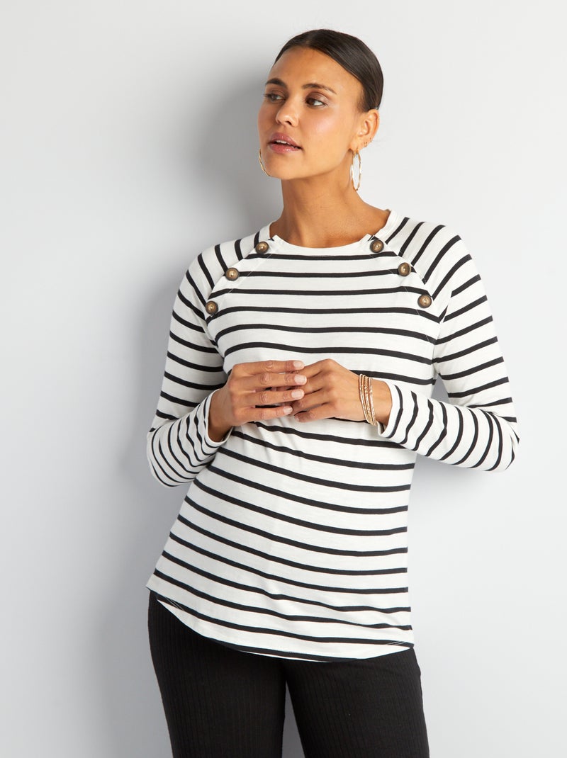 Camiseta de lactancia a rayas BLANCO - Kiabi