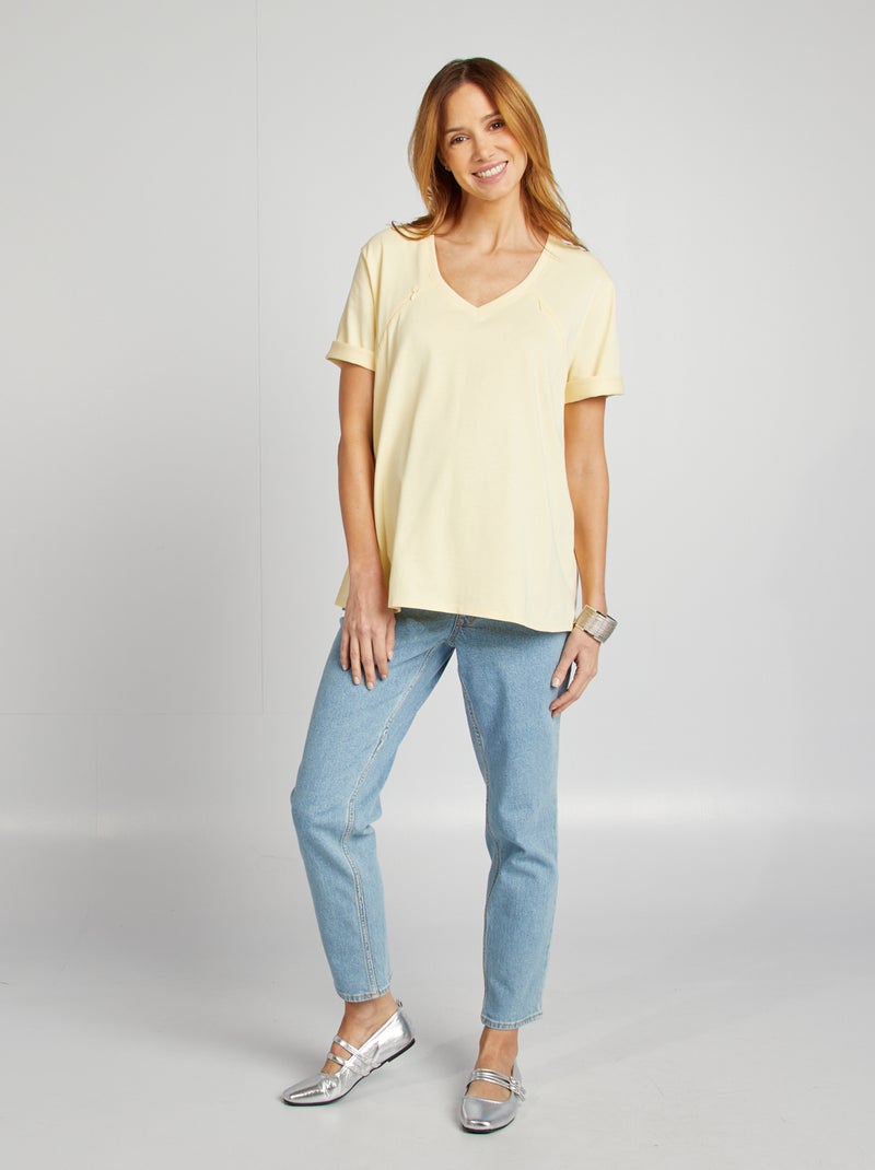 Camiseta de lactancia con cuello de pico AMARILLO - Kiabi