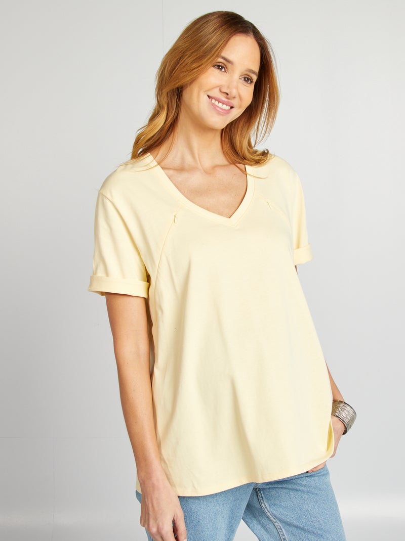 Camiseta de lactancia con cuello de pico AMARILLO - Kiabi