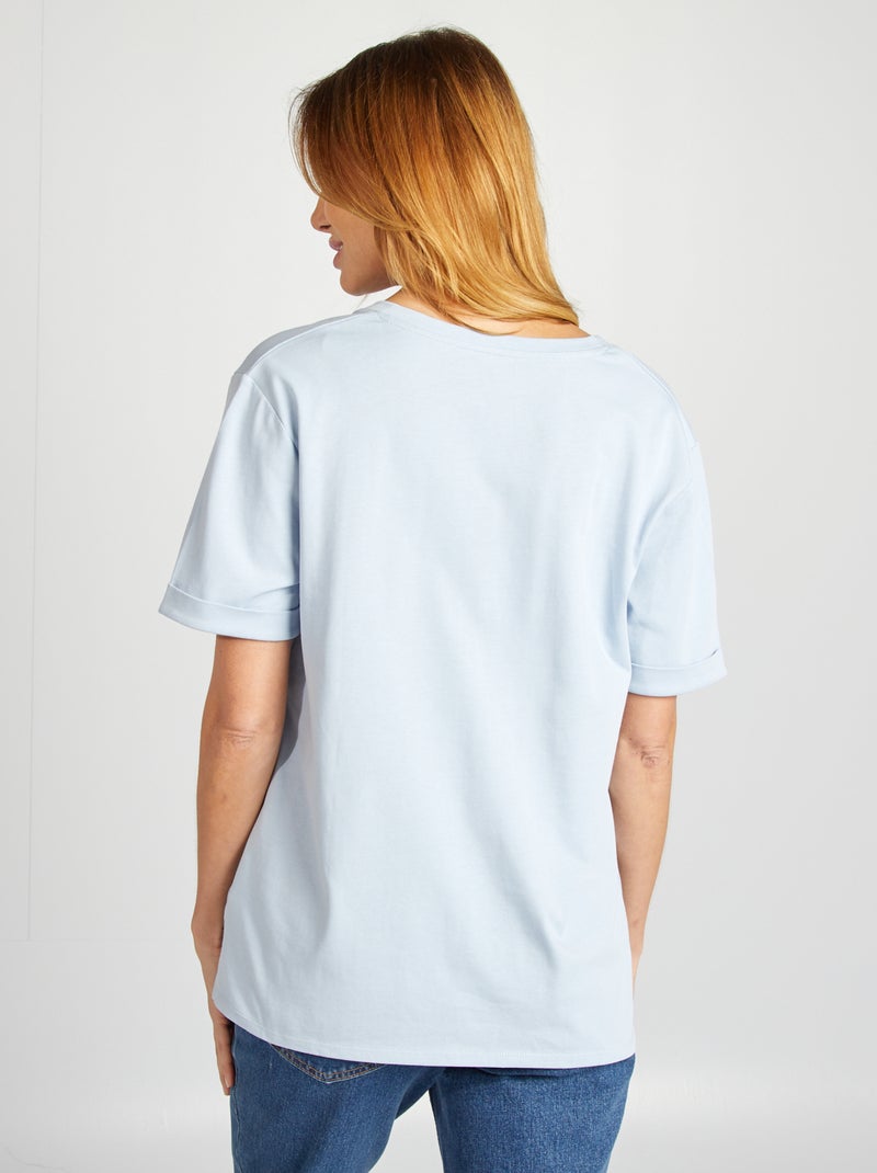 Camiseta de lactancia con cuello de pico AZUL - Kiabi