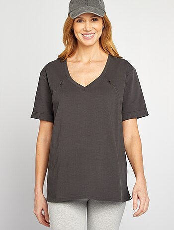 Camiseta de lactancia con cuello de pico