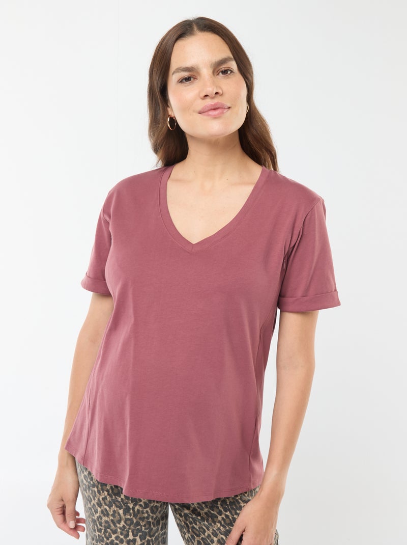 Camiseta de lactancia con cuello de pico Rosa - Kiabi