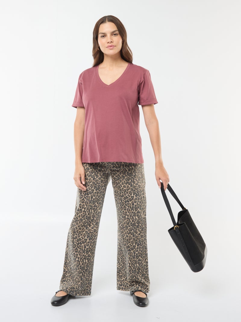 Camiseta de lactancia con cuello de pico Rosa - Kiabi