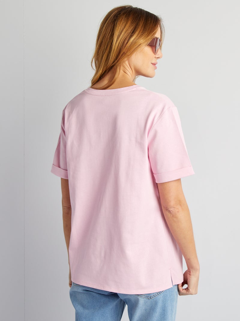 Camiseta de lactancia con cuello de pico ROSA - Kiabi