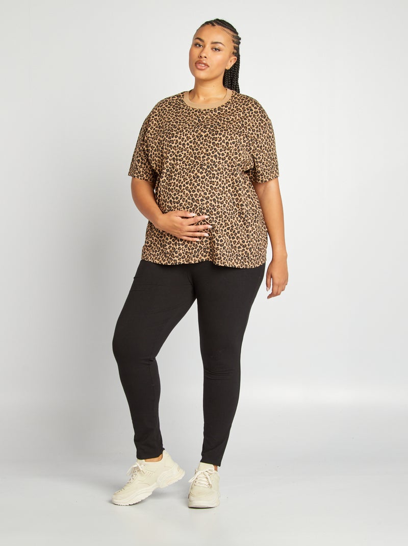 Camiseta de lactancia con cuello redondo BEIGE - Kiabi