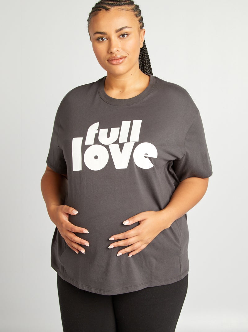 Camiseta de lactancia con cuello redondo NEGRO - Kiabi