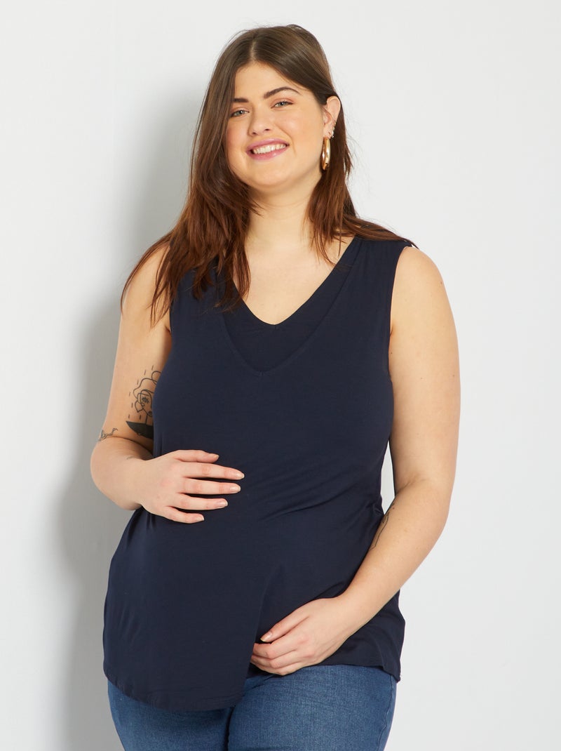 Camiseta de lactancia con doble cuello azul - Kiabi